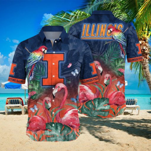 Illinois Fighting Illini NCAA Flower Full Printed Unisex Hawaiian Shirt