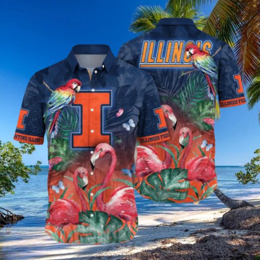 Illinois Fighting Illini NCAA Flower Full Printed Unisex Hawaiian Shirt