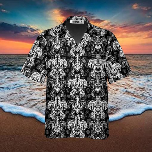 Indigenous Tribal Sea Turtle Pattern Turtle Shirts For Men Turtle Tropical Hawaiian Shirt