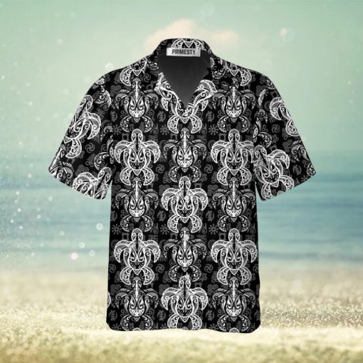 Indigenous Tribal Sea Turtle Pattern Turtle Shirts For Men Turtle Tropical Hawaiian Shirt