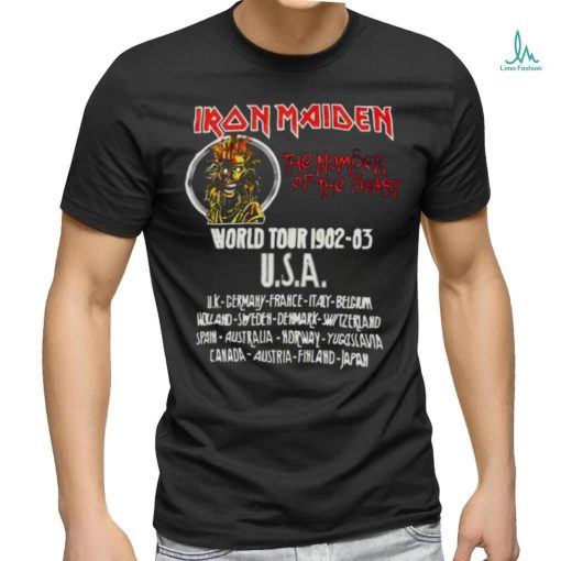 Iron Maiden The Number Of The Beast World Tour 1982 89 Usa T shirt