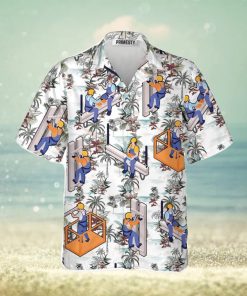 Ironworkers Floral Pattern White Background Ironworker Shirts For Men Ironworker Tropical Hawaiian Shirt