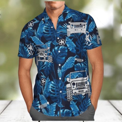 Jeep Car Tropical Blue Hawaiian Shirts