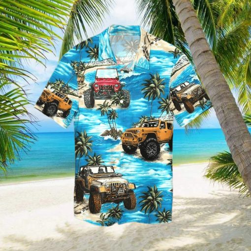 Jeep On Beach Blue Summer Vibe Unisex Hawaiian Shirts