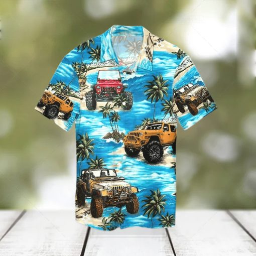 Jeep On Beach Blue Summer Vibe Unisex Hawaiian Shirts