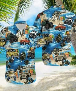 Jeep On The Beach Blue Unisex Hawaiian Aloha Shirts