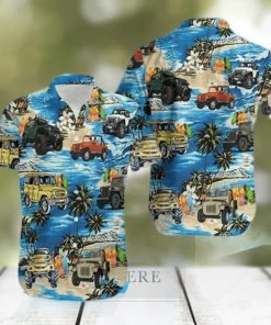 Jeep On The Beach Blue Unisex Hawaiian Aloha Shirts