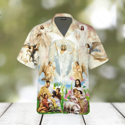 Jesus Are Playing With Children Hawaiian Shirt