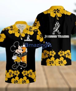 Johnnie Walker Funny Mickey Mouse Hibicus Flower Hawaiian Shirt And Shorts