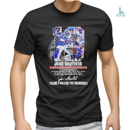 Jose bautista toronto blue jays 2008 2017 one day 2023 thank you for the memories signatures shirt