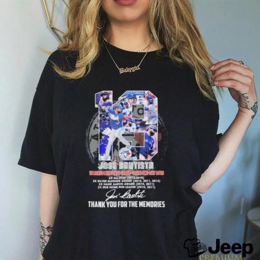 Jose bautista toronto blue jays 2008 2017 one day 2023 thank you for the memories signatures shirt