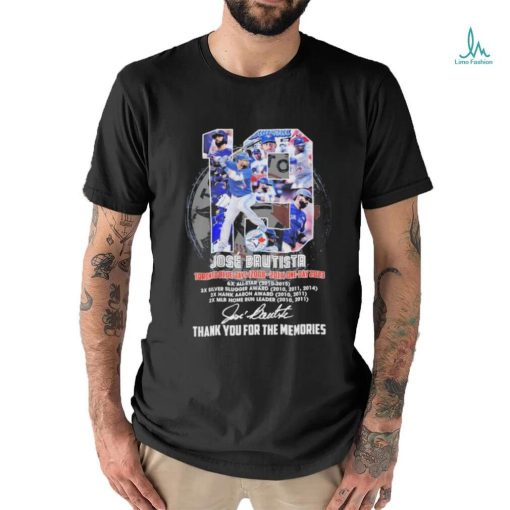Jose bautista toronto blue jays 2008 2017 one day 2023 thank you for the memories signatures shirt