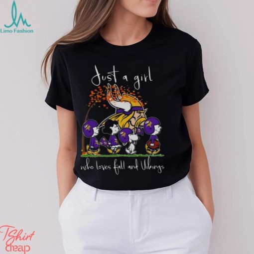 Just A Girl Who Loves Fall And Vikings T Shirt