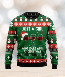 Just A Girl With Wine Christmas Sweater, Christmas gift for wine lover