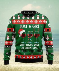 Just A Girl With Wine Christmas Sweater, Christmas gift for wine lover