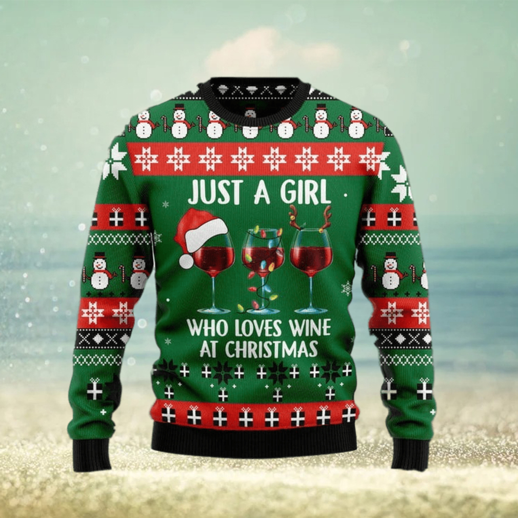 Just A Girl With Wine Christmas Sweater, Christmas gift for wine lover Just A Girl With Wine Christmas Sweater, Christmas gift for wine lover