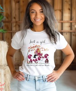 Just A Woman Who Loves Fall And Arizona State Sun Devils Peanuts Cartoon T Shirt