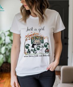 Just A Woman Who Loves Fall And Ohio Bobcats Peanuts Cartoon T Shirt