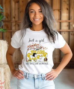 Just A Woman Who Loves Fall And Toledo Rockets Peanuts Cartoon T Shirt