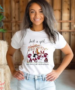 Just A Woman Who Loves Fall And Ul Monroe Warhawks Cartoon T Shirt