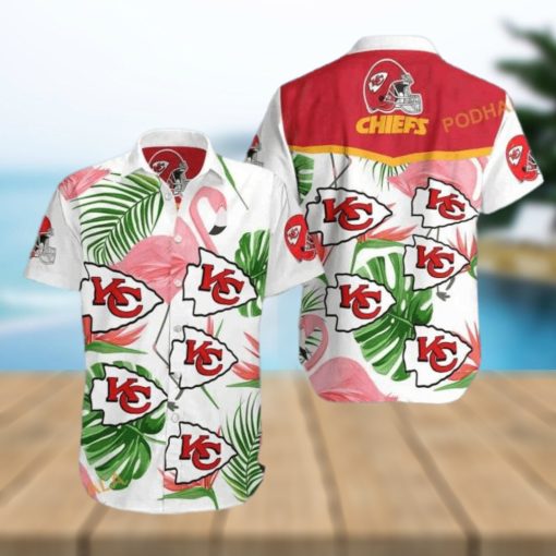 Kansas City Chiefs Hawaiian Shirt Tropical Palm Leaves Pattern  Aloha Shirt