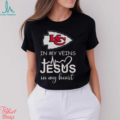 Kansas City Chiefs Logo 2023 In My Veins Jesus In My Heart shirt