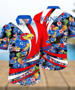 Kansas Jayhawks NCAA Flower Tropical 3D All Over Printed Hawaiian Shirt