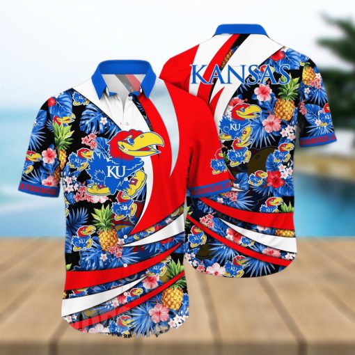 Kansas Jayhawks NCAA Flower Tropical 3D All Over Printed Hawaiian Shirt