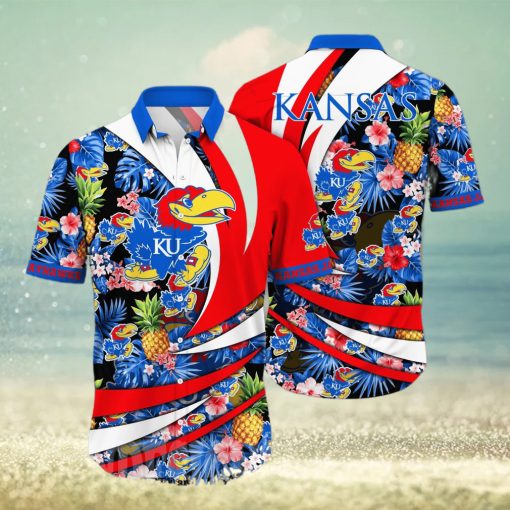 Kansas Jayhawks NCAA Flower Tropical 3D All Over Printed Hawaiian Shirt