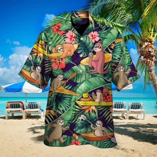 Kayaking Funny Sloth Summer Beach Hawaiian Shirt