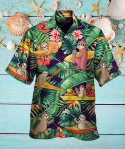 Kayaking Funny Sloth Summer Beach Hawaiian Shirt