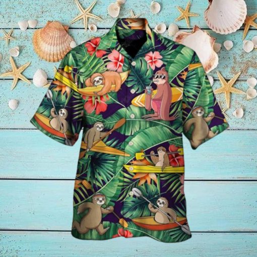 Kayaking Funny Sloth Summer Beach Hawaiian Shirt