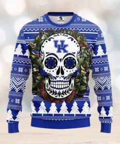 Kentucky Wildcats Skull Flower Ugly Christmas Ugly Sweater