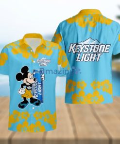 Keystone Light Funny Mickey Mouse Hibicus Flower Hawaiian Shirt And Shorts