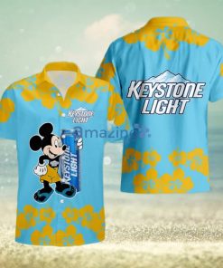 Keystone Light Funny Mickey Mouse Hibicus Flower Hawaiian Shirt And Shorts