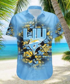 LIU Sharks Hawaiian Shirt Camouflage NCAA Summer Custom Number hawaiian shirt