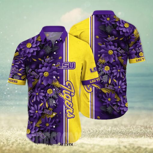 LSU TIGERS NCAA Floral Full Printed 3D Hawaiian Shirt