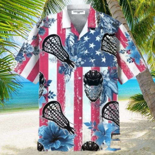 Lacrosse American Flag Hawaiian Shirt