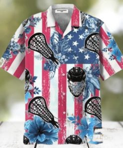 Lacrosse American Flag Hawaiian Shirt