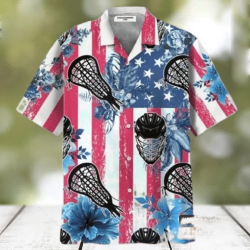 Lacrosse American Flag Hawaiian Shirt