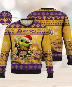 Lakers Ugly Sweater Baby Yoda Star Wars 3D Ugly Christmas Sweater Presents Christmas For Men And Women