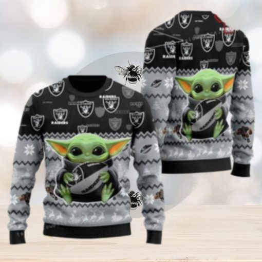 Las Vegas Football Baby Yoda For American Football Fans Ugly Sweater Christmas Party