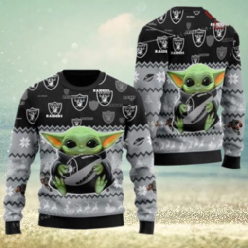 Las Vegas Football Baby Yoda For American Football Fans Ugly Sweater Christmas Party