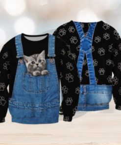 Little Cat In The Pocket Overall 3D Full Print Ugly Sweater Christmas Gift Sweater