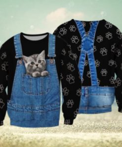 Little Cat In The Pocket Overall 3D Full Print Ugly Sweater Christmas Gift Sweater