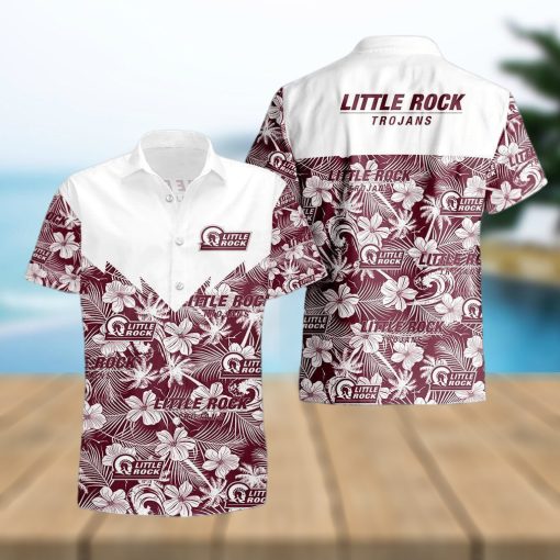 Little Rock Trojans 3D Hawaiian Shirt Tropical Seamless NCAA Summer Beach For Fans Gift