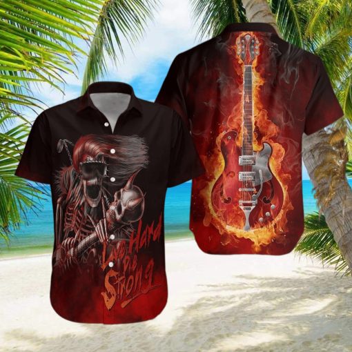 Live Hard Die Strong Skull Guitar Hawaiian Aloha Shirts