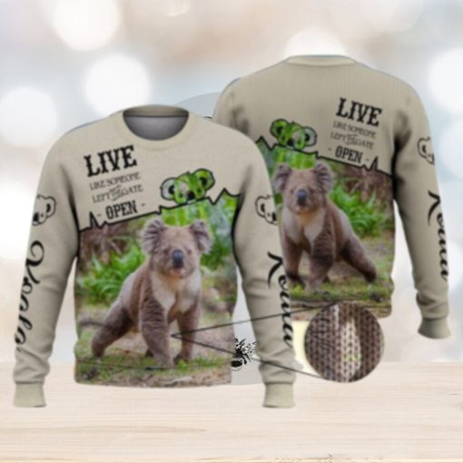 Live Like Some One Leave The Gat Open Koala 3D Full Print Ugly Sweater Christmas Gift Sweater