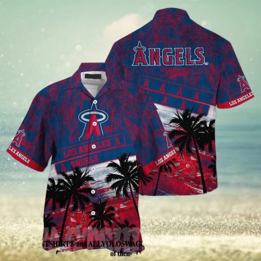 Los Angeles Angels MLB Palm Tree Pattern Full Print Hawaiian Shirt