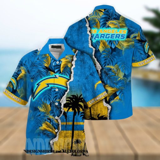 Los Angeles Chargers NFL Flower All Over Print Unisex Hawaiian Shirt